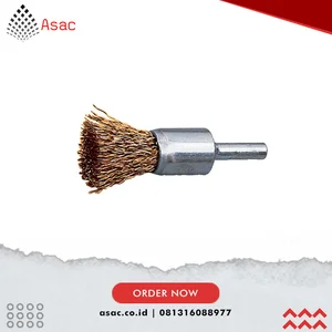 YRK2957100K 12mm Brass. Crimped Wire Flat End De-carbonising Brush - 30SWG