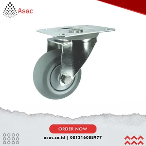 ATL9457401F Stainless Steel Swivel Plate Rubber Tyre Castor 200mm