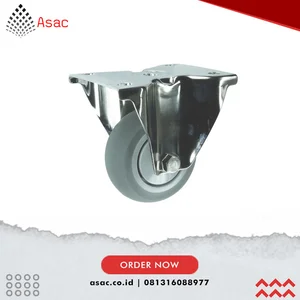 ATL9457400W Stainless Steel Fixed Plate Rubber Castor 80mm