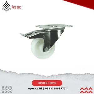 ATL9457400Q Stainless Steel Swivel Plate Rubber Castor With Brake 80mm