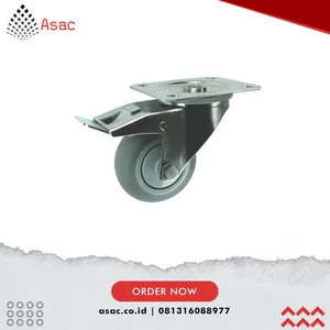 ATL9457400S Stainless Steel Swivel Plate Rubber Castor With Brake 125mm