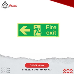 Safety Sign Fire Exit Arrow Left Photoluminescent Rigid PVC SSF9647855K Size 450mm x 150mm