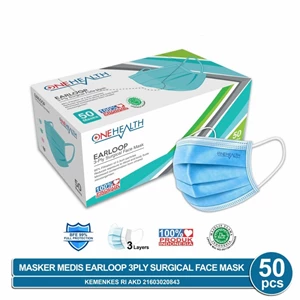  MASKER MEDIS EARLOOP 3-PLY SURGICAL FACE MASK / Masker Pernapasan