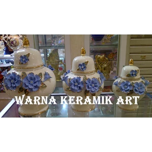 Craft Clay Jar Lid Flower Blue