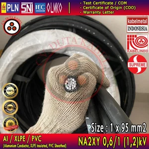 Kabel Listrik NA2XY 1x95 mm2 1kV Brand Supreme / Kabelmetal (KMI) / Kabelindo (Al/XLPE/PVC)