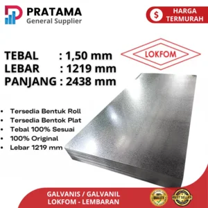 Seng Galvanis BJLS Lokfom Plat Galvanis 1.5 mm pengiriman surabaya lembaran 1.20 x 2.40 Meters