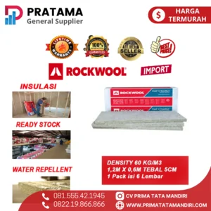 Rockwool  120cmX60cm tebal 5cm density 120 peredam suara import malaysia
