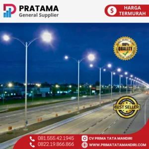 Tiang lampu PJU Oktagonal Singel Parabola Galvanize 7 meter Ornament