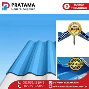 Atap Rooftop uPVC 12mmx770mm Atap uPVC Rooftop Warna Putih dan Biru Doff