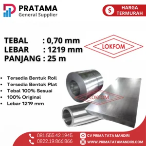 Seng Galvanis BJLS Lokfom 0.70 mm (roll) 1.2 x 25 M pengiriman Surabaya 
