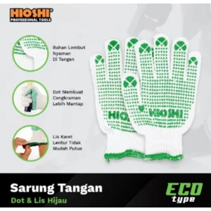 ECO Cotton Gloves / Cream Green Dots – HIOSHI – 12 Pairs of Gloves - 1 pcs