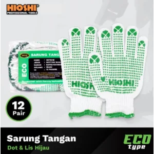 ECO Cotton Gloves / Cream Green Dots – HIOSHI – 12 Pairs of Gloves - 1 pcs
