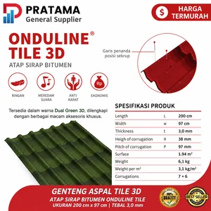 Genteng aspal TILE 3D - ATAP SIRAP BITUMEN ONDULINE TILE 200X97cm surabaya