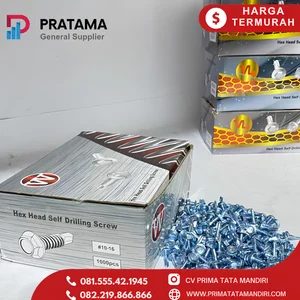 Baut Drilling W ukuran 12x50 Sekrup Roofing W Panjang 5cm 1pack isi 350pcs