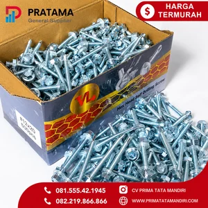 Baut Drilling VL ukuran 12x50 isi 350pc panjang 2 cm kunci 8 ada karet baut galvalum baut baja