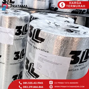 Aluminium Foil Foam 3mm Double Side Metalize Panjang 25 meter Lebar 120cm Peredam Panas Atap 