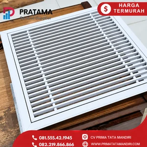Manhole Grill AC 80 x 60 cm Ukuran Dalam Aluminium Natural – Bar Grille Ventilasi HVAC Surabaya