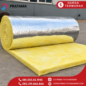 Glasswool Aluminium Foil Ducting HVAC Gresik Density 16kg Material Insulasi Saluran Udara