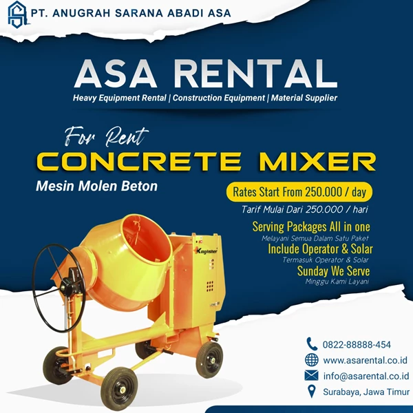 Sewa Concrete Mixer (molen)  By PT. Anugrah Sarana Abadi Asa