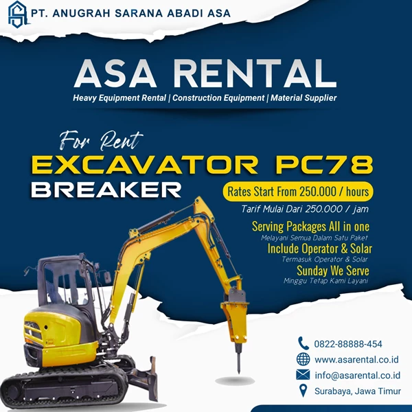 Sewa Excavator Breaker PC78 By PT. Anugrah Sarana Abadi Asa