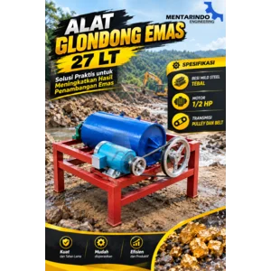 MESIN GELONDONG EMAS DRUM 27 LITER DIAMETER 26CM PANJANG 48 CM V2