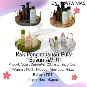 Rak Penyimpanan Bulat Plastik 1 Susun Serbaguna GM-01 GM01 Rak dan Lemari Kabinet Kamar Mandi Plastik Bulat 1 Susun