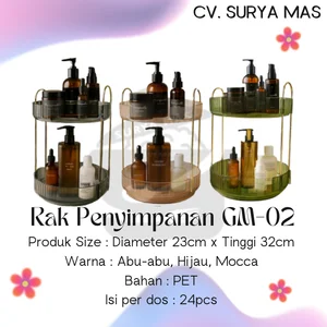 Rak Penyimpanan Bulat Plastik 2 Susun Serbaguna GM-02 GM02 Rak dan Lemari Kabinet Kamar Mandi Plastik Bulat 2 Susun GM-02