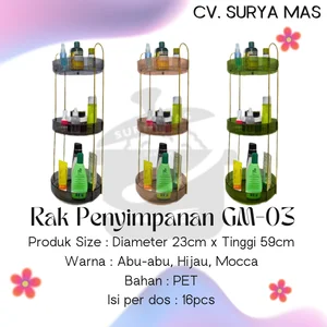 Rak Penyimpanan Bulat Plastik 3 Susun Serbaguna GM-03 GM03 Rak dan Lemari Kabinet Kamar Mandi Plastik Bulat 3 Susun GM-03