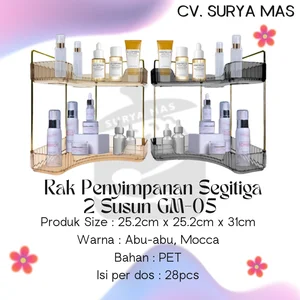 Rak Penyimpanan Plastik Sudut Segitiga 2 Susun GM-05 GM05 Rak dan Lemari Kabinet Kamar Mandi Plastik Sudut Segitiga 2 Susun GM-05