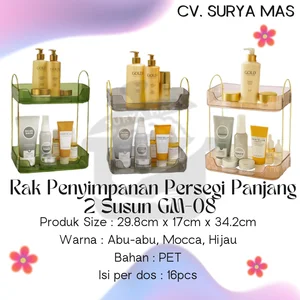 Rak Penyimpanan Plastik Persegi Panjang 2 Susun GM-08 Rak dan Lemari Kabinet Kamar Mandi Plastik Persegi Panjang 2 Susun GM-08 GM08