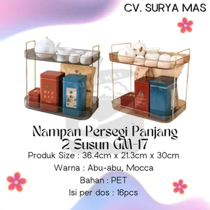Rak Penyimpanan Plastik Persegi Panjang 2 Susun GM-17 GM17 Rak dan Lemari Kabinet Kamar Mandi Plastik Persegi Panjang 2 Susun GM-17