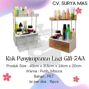 Rak dan Lemari Kabinet Kamar Mandi Plastik Persegi Panjang 3 Susun GM-24A GM24