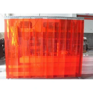 Tirai PVC / Plastik Merah Transparan 20cm