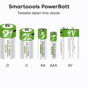 Baterai Lithium-Ion Smartoools Powerbatt Battery Type-C Rechargeable 9V