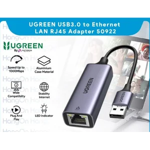 Switch Hub Internet Konektor LAN UGREEN Adapter USB to LAN RJ45 Ethernet 50922 Space Gray 1pc