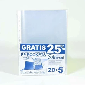 Plastic Clear Holder pp pocket bambi A4 5220 (  20 + 5 pcs )