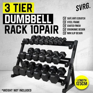 3 Tier Dumbbell Rack - Rak Dumbell 3 Susun - Barbell - 10 Set