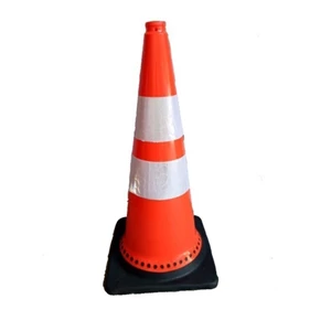 Traffic Cone PVC - Black Base Cone 75 Cm Height Double Scothlight