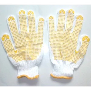 Yellow Spots Yarn Safety Gloves