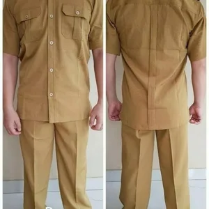 Seragam Kerja Pakaian Dinas Satu Stel Warna Coklat Pria