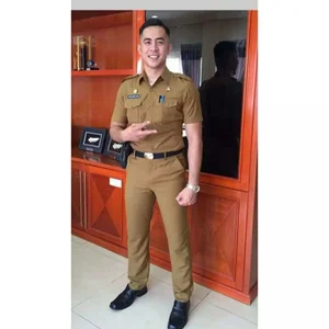Seragam Kerja Pakaian Dinas Warna Coklat Bahan Tebal Dan Halus 1 Stel