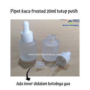 Pipet Kaca 20Ml Frosted Tutup Putih - Kaca Frozen 20Ml - Botol Serum 20Ml