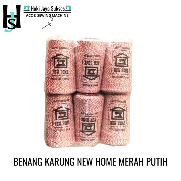 Benang Jahit Polyester Mesin Jahit Karung Merah Putih Merk NEW HOME