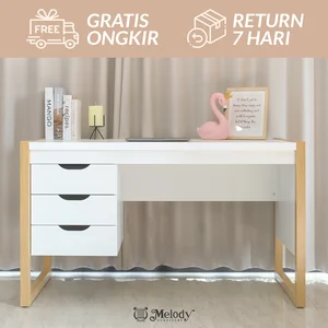Meja Staff Melody-Furniture Meja Kerja Simple Minimalis GUETTA DESK bianco oak - white