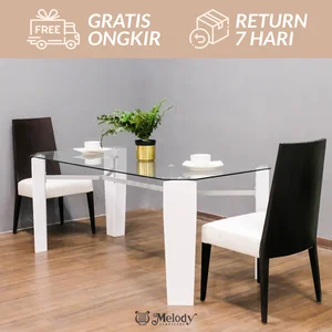Meja Makan Furniture Meja Makan Mewah CUSTOM dining table White Glossy