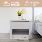 Meja Sudut Melody-Furniture Meja Samping Meja Lampu Nakas Oasis NK - White Glossy 1