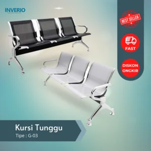 KURSI TUNGGU BESI STAINLESS - 3 SANDARAN IMP-G03