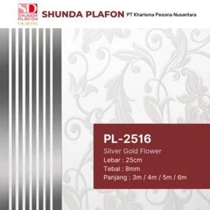 Shunda Plafon PL 2509 Silver Gold Flower - PVC Ceiling