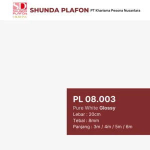 Shunda Plafon PL 08.003 Pure White GLOSSY - PVC Ceiling