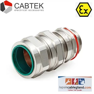 Exd Exproof Cable Gland size M20 CABTEK 20s E1FW M20 for SWA Armour Brass Nickel Plated c/w locknut washer PVC shroud CMP hawke